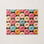 ドーナッツスウィートカラフルピンクブラックネーム文字 ジグソーパズル (横)