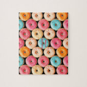 ドーナッツスウィートカラフルピンクブラックネーム文字 ジグソーパズル (縦)