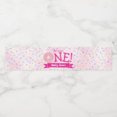 ドーナッツスプリンクルピンク水彩少女1st誕生日 ペットボトルラベル (シングルラベル)