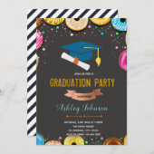 ドーナッツテーマ卒業式の招待状 招待状 (正面/裏面)