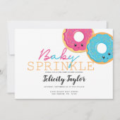 ドーナッツバベビーシャワーブルーピンクの双子 案内状 (正面)