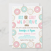 ドーナッツピンクブルー金ゴールド性別の表示 招待状 (正面)