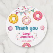 ドーナッツピンク感謝してい誕生日aメッセージカード フェイバータグ (裏面)