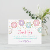 ドーナッツピンク金ゴールドパステル誕生日 サンキューカード (スタンド正面)