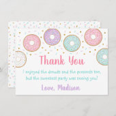 ドーナッツピンク金ゴールドパステル誕生日 サンキューカード (正面/裏面)