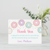 ドーナッツピンク金ゴールドパステル誕生日 サンキューカード (スタンド正面)