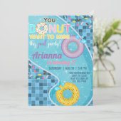 ドーナッツプール女の子の誕生日の招待、プール招待状。 招待状 (スタンド正面)