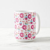 ドーナッツマカロンとカップケーキの水彩柄 コーヒーマグカップ (正面右)