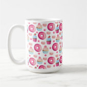 ドーナッツマカロンとカップケーキの水彩柄 コーヒーマグカップ (左)