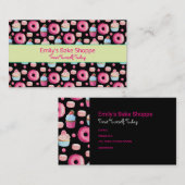 ドーナッツマカロンとカップケーキの水彩柄 名刺 (正面/裏面)