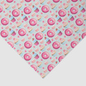 ドーナッツマカロンとカップケーキの水彩柄 薄葉紙 (詳細)