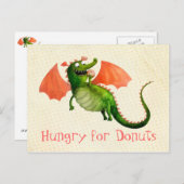 ドーナッツ付きグリーンドラゴン ポストカード (正面/裏面)