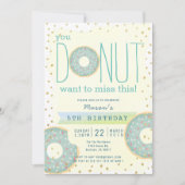 ドーナットグリーンx金ゴールドボーイ誕生日 招待状 (正面)