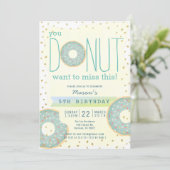 ドーナットグリーンx金ゴールドボーイ誕生日 招待状 (スタンド正面)