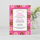 ドーナットスプリンクルズピンク誕生日 招待状 (スタンド正面)