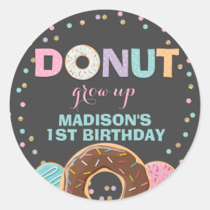 ドーナットパーティーの好意ラベルシールドーナッツ成長 ラウンドシール