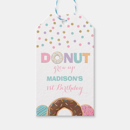 ドーナットパーティーフェイスサンキューラベルドーナッツ成長 ギフトタグ (正面)