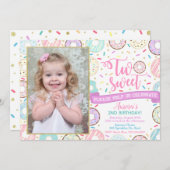 ドーナットフォト誕生日招待状ツスウィートパーティー 招待状 (正面/裏面)