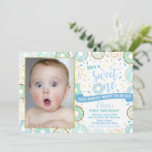 ドーナットフォト誕生日招待状ボースウィートワン 招待状 (スタンド正面)