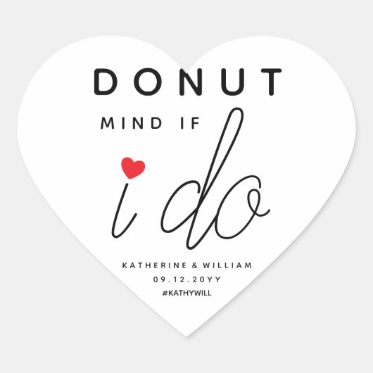 ドーナットマもしインドIドカスタム赤いハート結婚式の引き出物 ハートシール (正面)