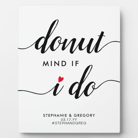 ドーナットマもしインドI赤いハート結婚式の引き出物プラーク フォトプラーク (正面)