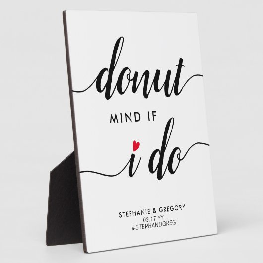 ドーナットマもしインドI赤いハート結婚式の引き出物プラーク フォトプラーク (側面)