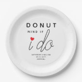 ドーナットマインドもし私は赤いハートの結婚スナックをする ペーパープレート (正面)