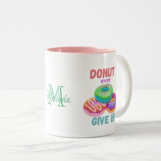 ドーナッ与えトの引用文やる気を起こさせるドーナツ恋人 ツートーンマグカップ (正面右)