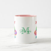 ドーナッ与えトの引用文やる気を起こさせるドーナツ恋人 ツートーンマグカップ (中央)