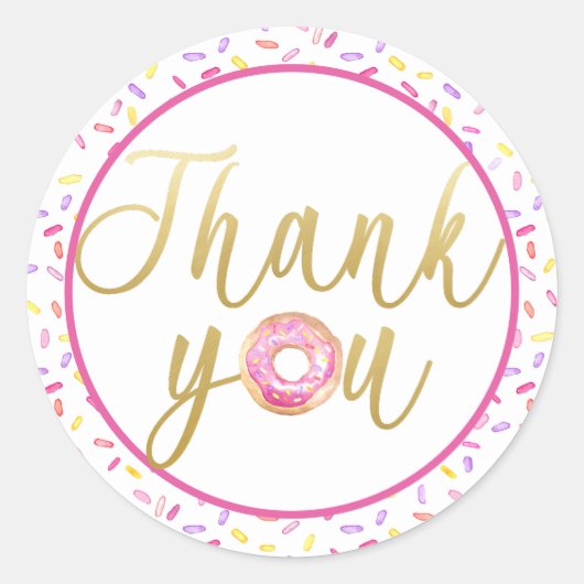 ドーナツありがとう甘い1振り掛けラベル ラウンドシール (正面)