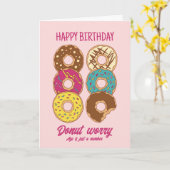 ドーナツおもしろいの心配が古いハッピーバースデー カード (黄色い花)