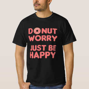 ドーナツおもしろいプリン食べ物陽気ピンク Tシャツ