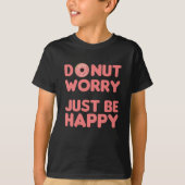 ドーナツおもしろいプリン食べ物陽気ピンク Tシャツ (正面)