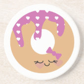 ドーナツおもしろいマンガふりかけるピンク紫 コースター (正面)