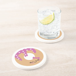 ドーナツおもしろいマンガふりかけるピンク紫 コースター