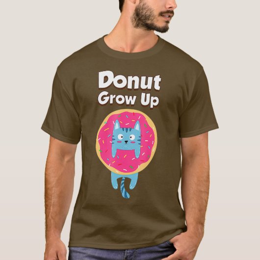 ドーナツおもしろい育てパン食べ猫ドーナツおもしろい Tシャツ (正面)