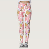 ドーナツおよびカップケーキのデザートパターン レギンス (正面)