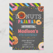 ドーナツおよびパジャマのパーティの招待状 招待状 (正面/裏面)