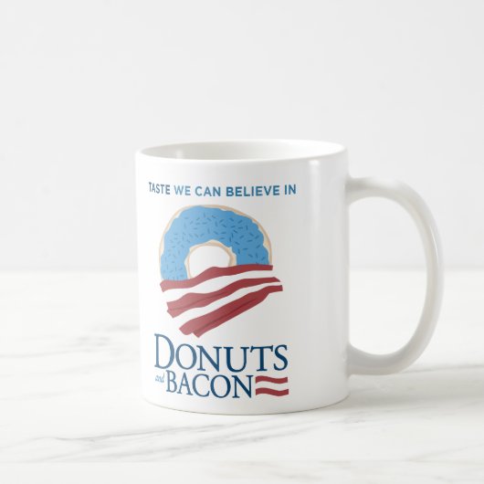 ドーナツおよびベーコン: 私達が信じてもいい好み コーヒーマグカップ (右)