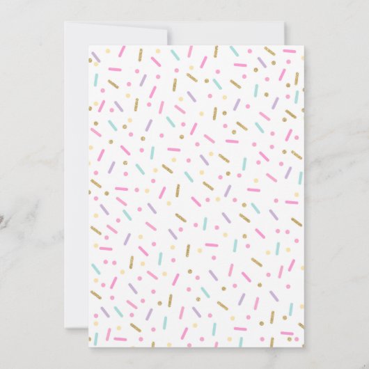 ドーナツおよびユニコーンの招待状ドーナツはパーティーを育ちます 招待状 (裏面)