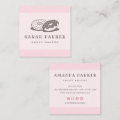 ドーナツお洒落パン焼きピンクかわいい スクエア名刺 (正面/裏面)