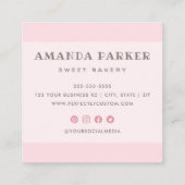 ドーナツお洒落パン焼きピンクかわいい スクエア名刺 (裏面)
