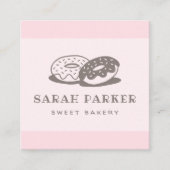ドーナツお洒落パン焼きピンクかわいい スクエア名刺 (正面)
