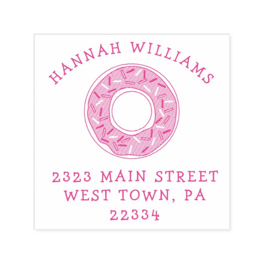 ドーナツかわいいキッドの差出人住所スタンプ セルフインキングスタンプ (デザイン)