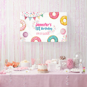 ドーナツかわいい誕生日ウェルカムバナー 横断幕