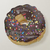 ドーナツかわいくおもしろいなグルメの恋人チョコレートは振りかけます ラウンドクッション (裏面)