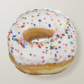 ドーナツかわいくおもしろいなグルメの甘いケーキの恋人は振りかけます ラウンドクッション (正面)