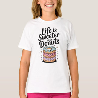 ドーナツがあると人生はもっと幸せ | キッズ Tシャツ