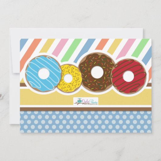 ドーナツが最初の誕生日パーティーの写真を成長 招待状 (裏面)