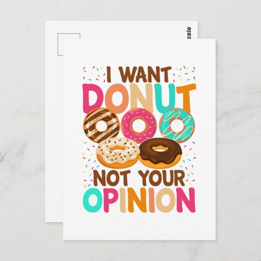 ドーナツが欲しい、あなたの意見じゃない ポストカード (正面/裏面)